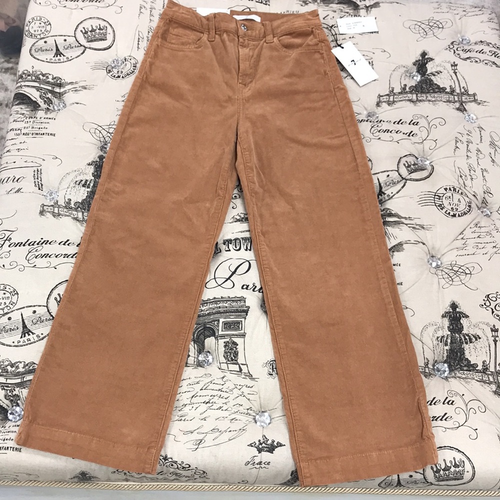 7 For All Mankind Alexa High Waist Crop Wide Leg Corduroy Pants - Picture 4 of 12